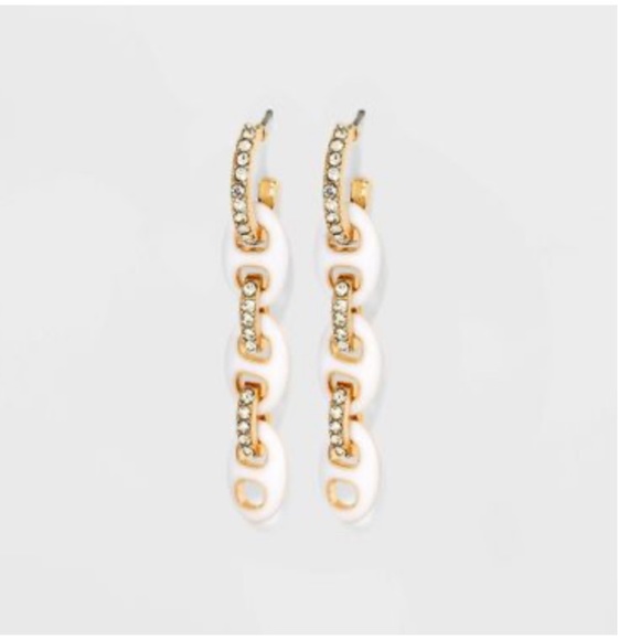 SUGARFIX by BaubleBar Mixed Media Link Chain Drop Earrings White Neon Enamel - Picture 5 of 9